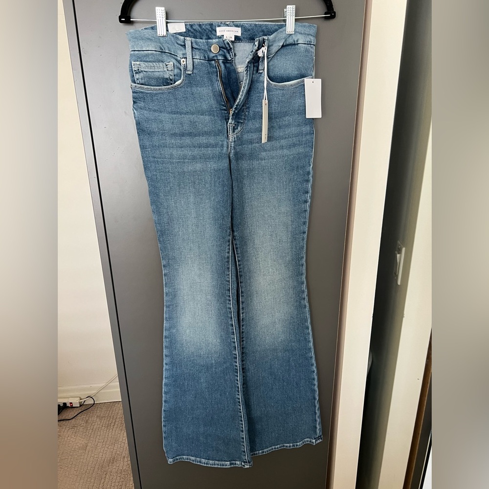 Good American Light Wash Flare Jeans